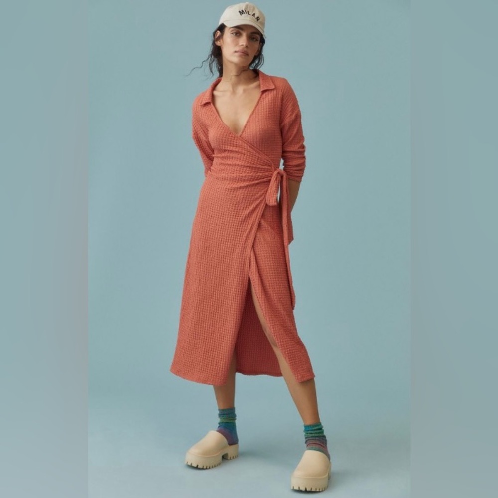 Anthropologie Waffle Wrap Dress XS Great Condition